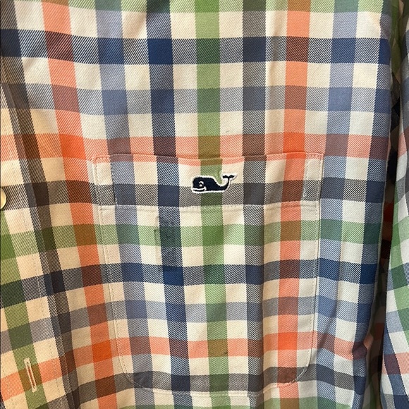 Vineyard Vines Orange and Green Casual Button Down Shirt - Picture 3 of 5